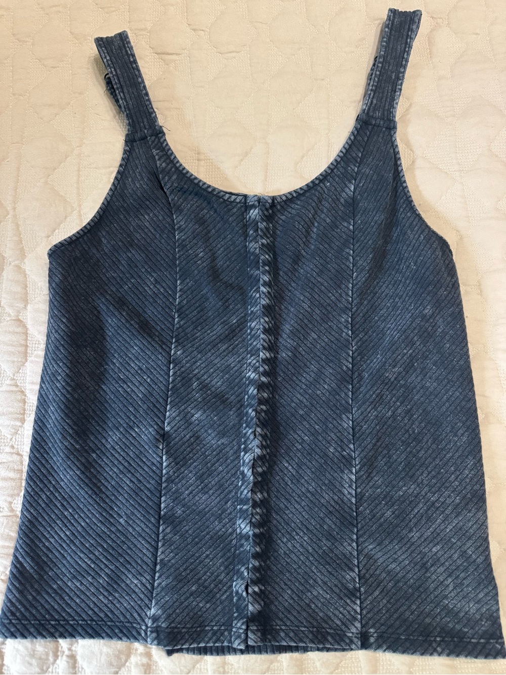 Gilded Intent Ribbed Scoop-Neck Camisole in Washed Grey XL Hook Clasp Front